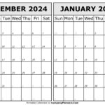 December 2024 January 2025 Calendar Printable Template