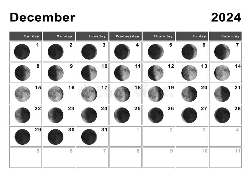 December 2024 Lunar Calendar Moon Cycles Stock Illustration 
