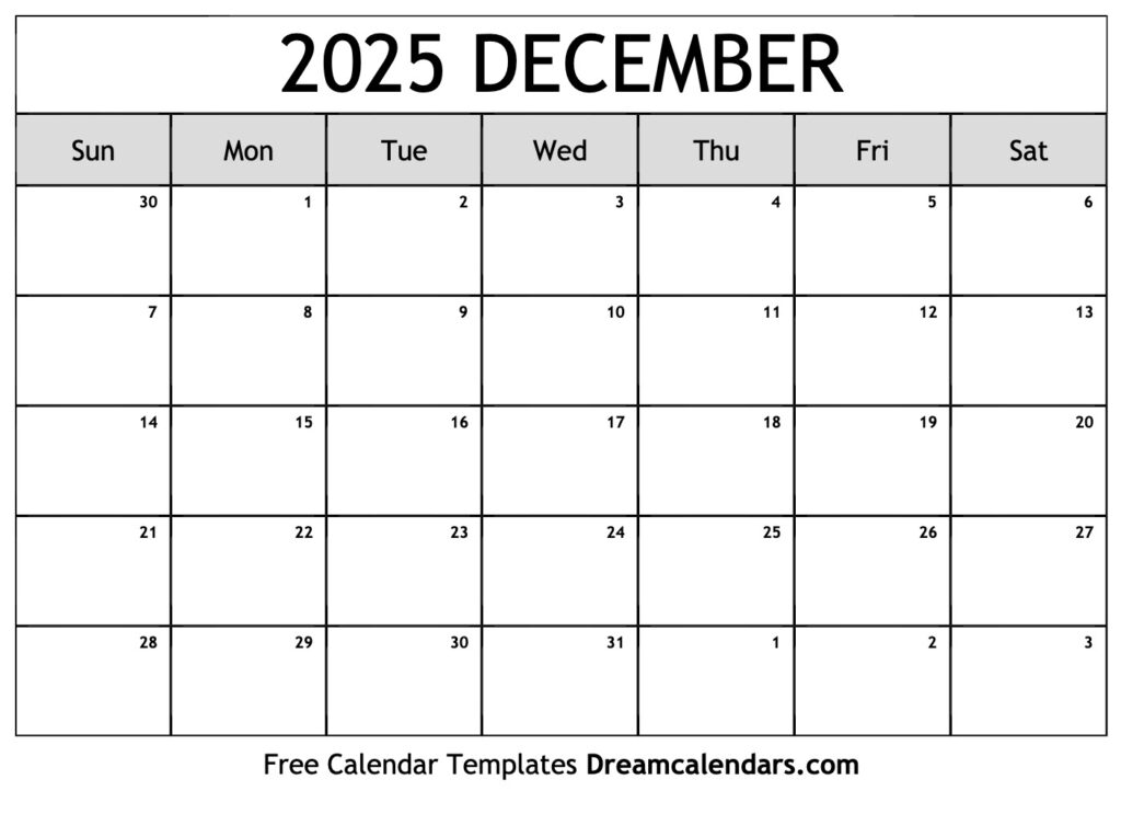 December 2025 Calendar Free Printable With Holidays And Observances