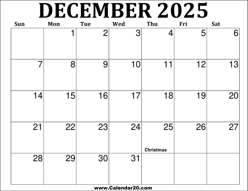 December 2025 Calendar Printable Calendar20