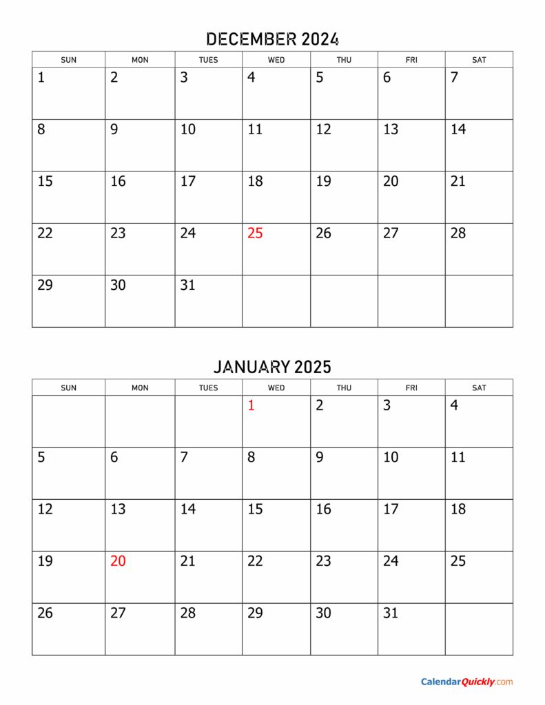 December 2025 January 2025 Calendar Word Free Eden Joy