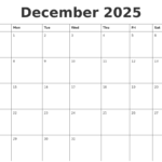 December 2025 Monthly Calendar Printable Pdf 2025 S Dominic Leonard