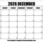 December 2026 Calendar Free Printable With Holidays And Observances
