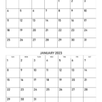 December And January Calendar Printable