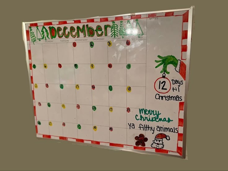 December Bujo Calendar Dry Erase Edition Dry Erase Board Calendar 