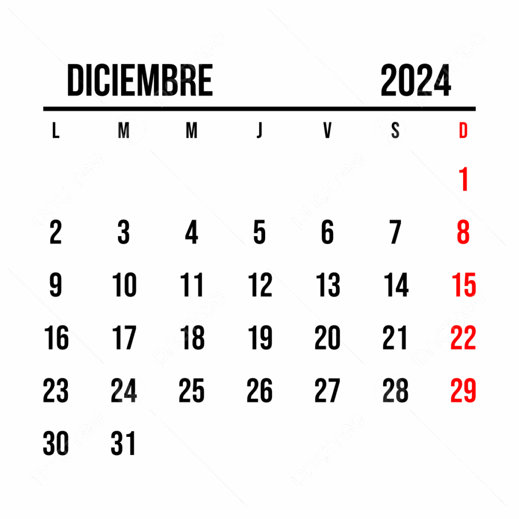 December Calendar 2022 Spanish