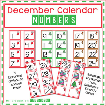 December Calendar Numbers By Ms Stephanies Preschool TpT