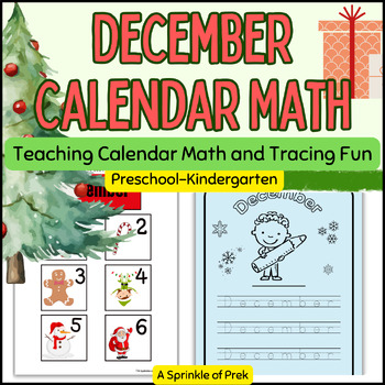 December Calendar Numbers Days Of Week Tracing Preschool Kindergarten