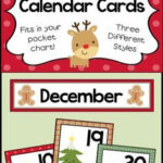 December Calendar Numbers Monthly Calendar Cards Set Pocket Chart