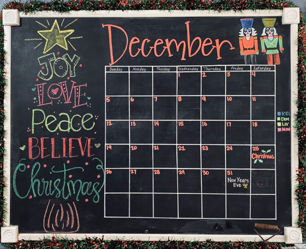 December Chalkboard Calendar 2021 Chalkboard Calendar Whiteboard 