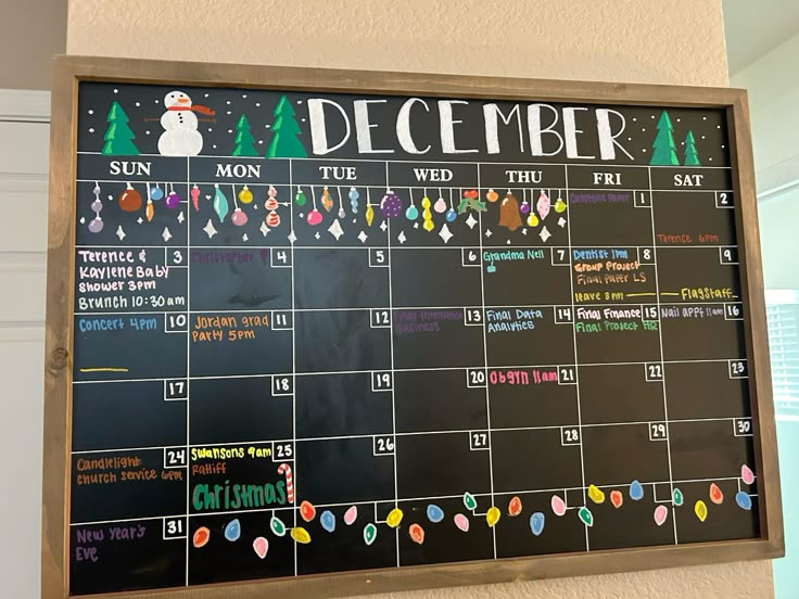 December Chalkboard Calendar Idea In 2024 Chalkboard Calendar 