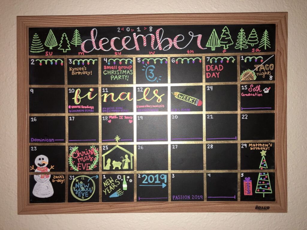 December DIY Chalkboard Calendar Chalkboard Calendar Chalkboard 