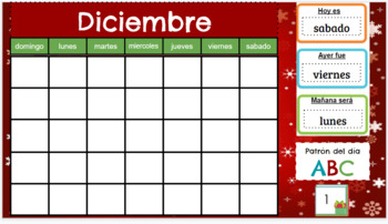 December Holiday Theme Spanish Calendar With ABC Pattern By Teachers 