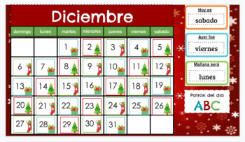 December Holiday Theme Spanish Calendar With ABC Pattern By Teachers