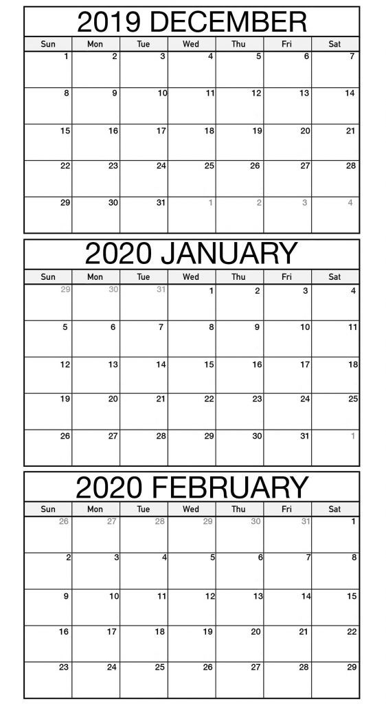 December January February Calendar