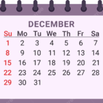 December Monthly Calendar Calendar Monthly December PNG Transparent