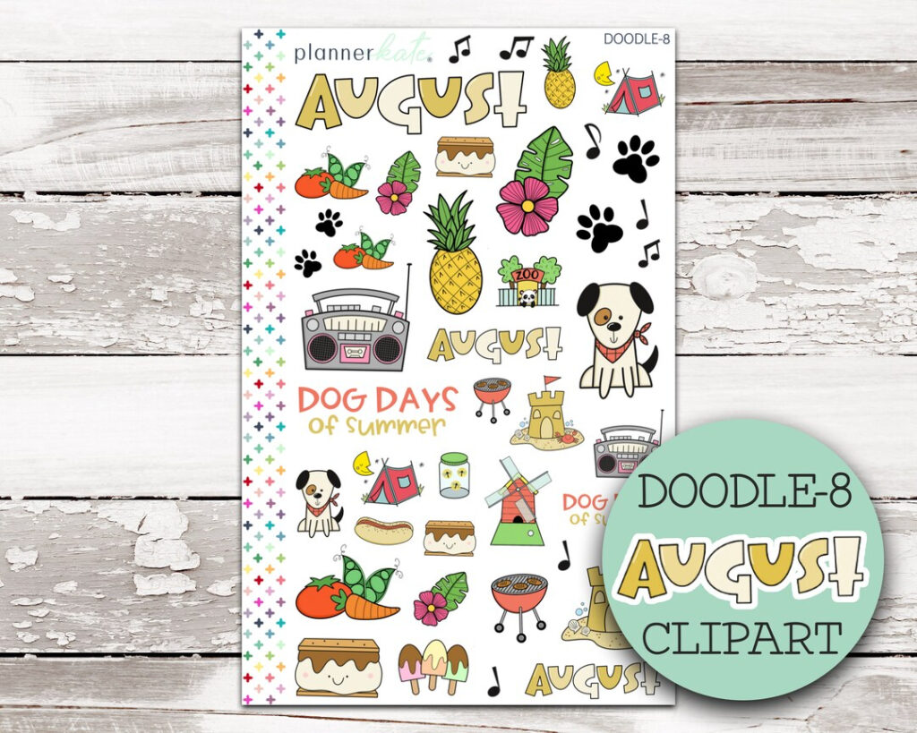 DOODLE 8 AUGUST CLIPART Etsy