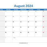 Download 2024 Printable Calendar August Word Version