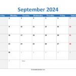 Download 2024 Printable Calendar September Word Version