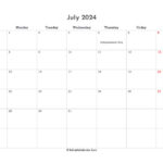 Download Editable Calendar July 2024 Word Version