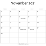 Editable Calendar November 2021