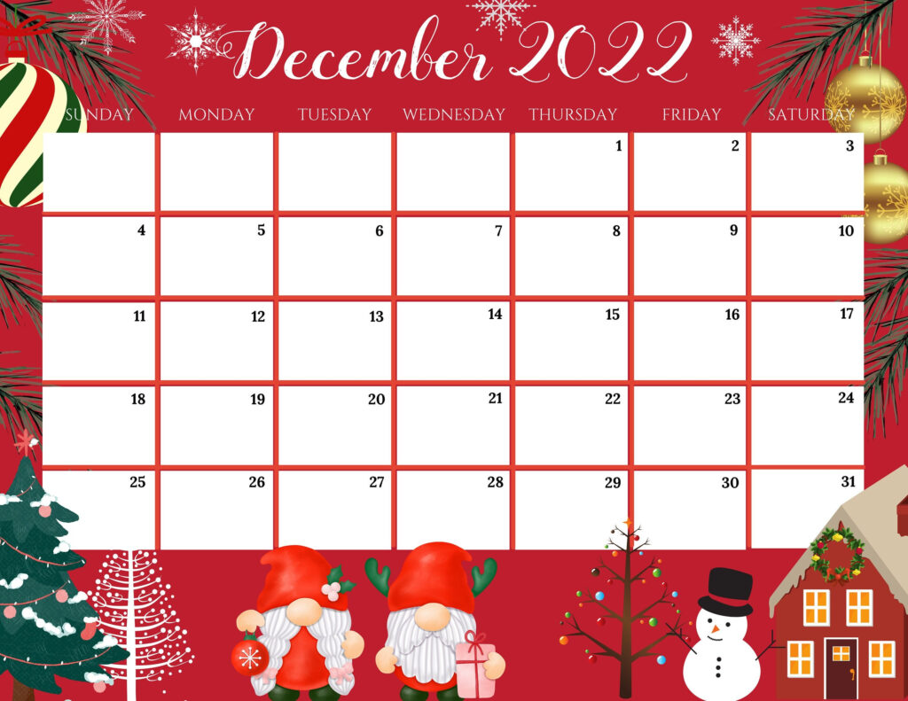 EDITABLE December 2022 Calendar Cute Colorful Christmas With Etsy 