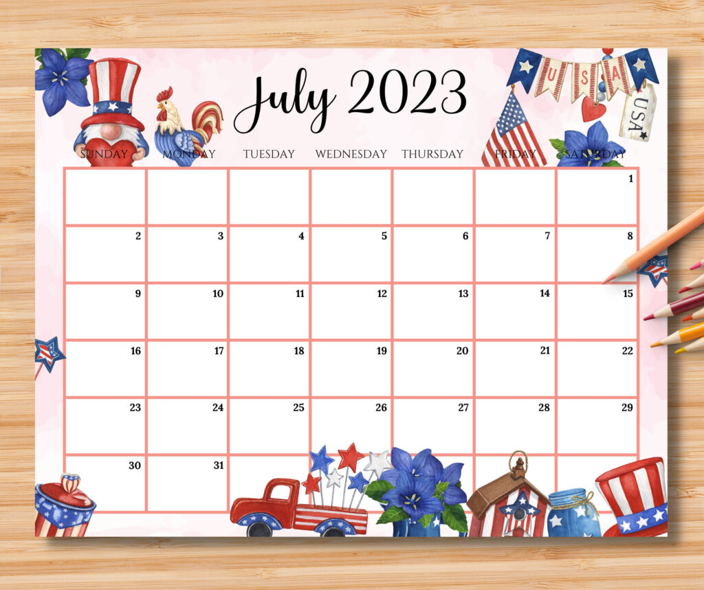 EDITABLE July 2023 Calendar 4th Of July Independence Day Etsy Israel