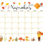 EDITABLE November 2023 Calendar Fall Foliage Calendar For Women