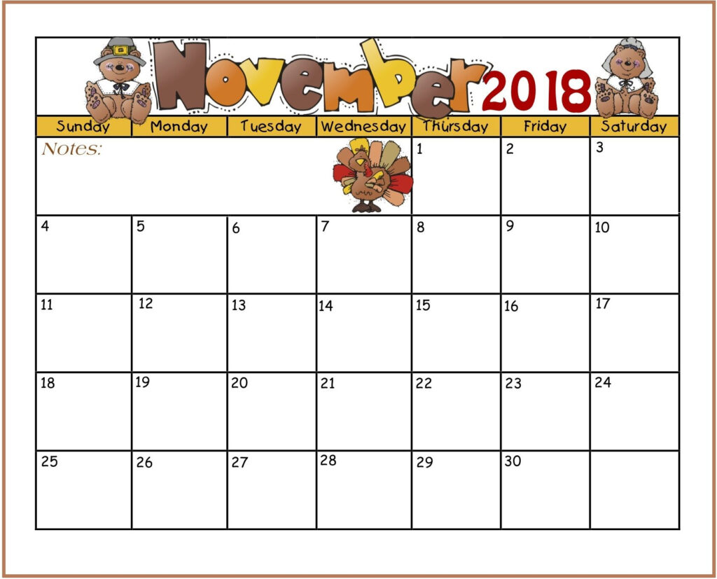Editable November Calendar