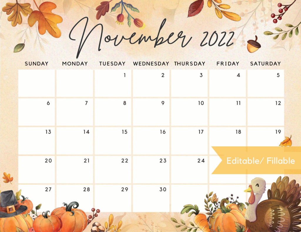 Editable November Calendar