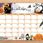 Editable October 2023 Calendar Scary Spooky Halloween Planner 2023 Cute