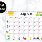 EDITABLE Printable July Calendar 2024 Cute July Calendar Etsy