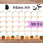 EDITABLE Printable October Calendar 2023 Halloween Calendar Etsy Hong