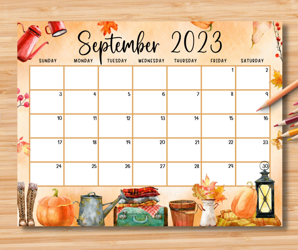 EDITABLE September 2023 Calendar Beautiful Cozy Fall Etsy UK