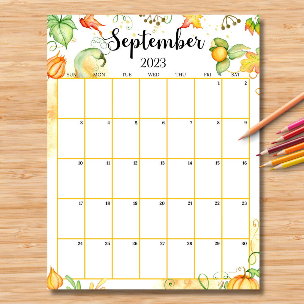 EDITABLE September 2023 Calendar Vertical Portrait Etsy M xico