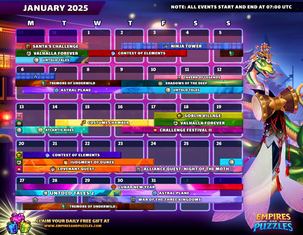 Empires And Puzzles July 2025 Calendar Bobby S Riley