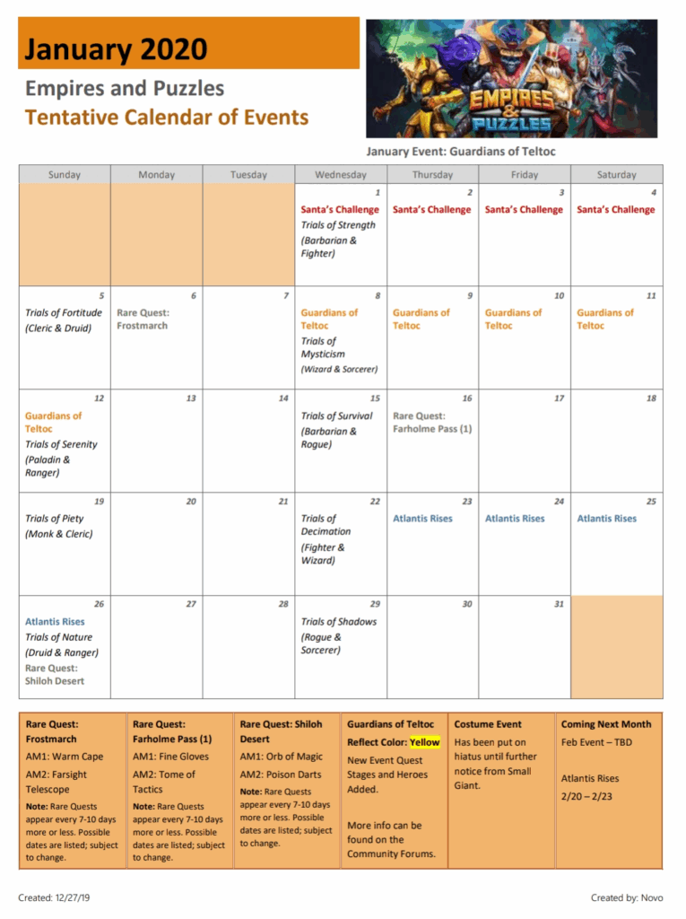 Empires And Puzzles October 2024 Calendar Google Wini Amandie