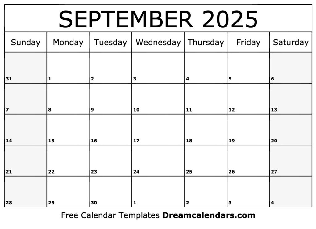 Free Calendar Printable 2025 September A Robby Hall