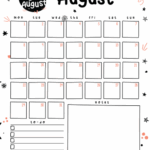 Free Cute August Calendar Planner Set