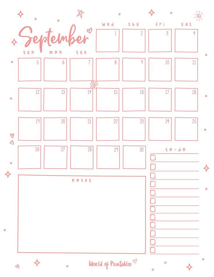 Free Cute September Calendar Planner Printable Set Artofit