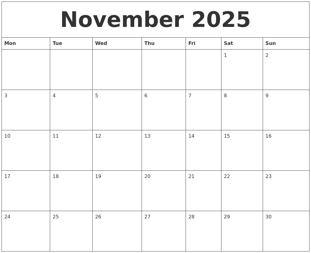 Free Downloadable November 2025 Calendar Printable Sophia T Darcy
