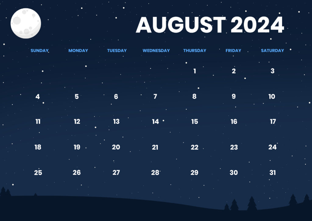 Free Full Moon August Calendar 2024 Template To Edit Online