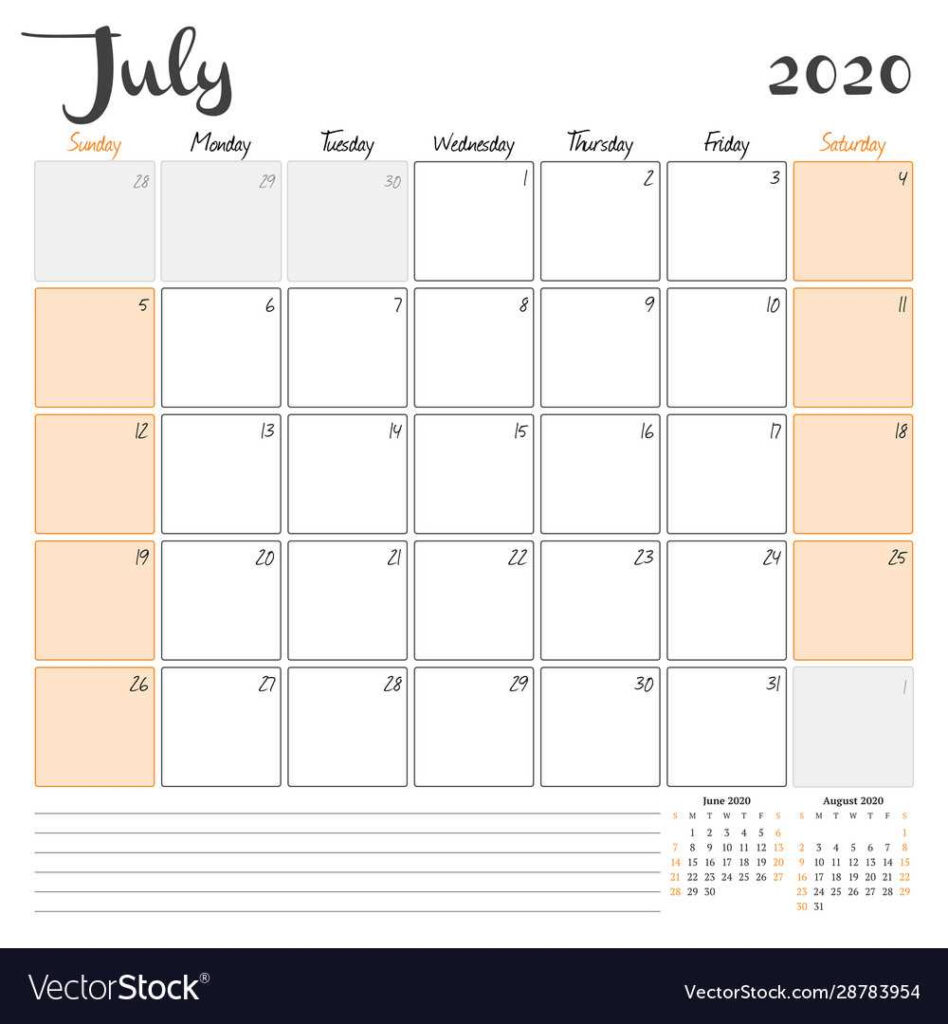 Free July Monthly Calendar Template Download For Easy Planning