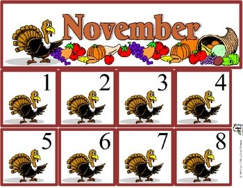 Free November Calendar Set Includes Month And Number Cards 