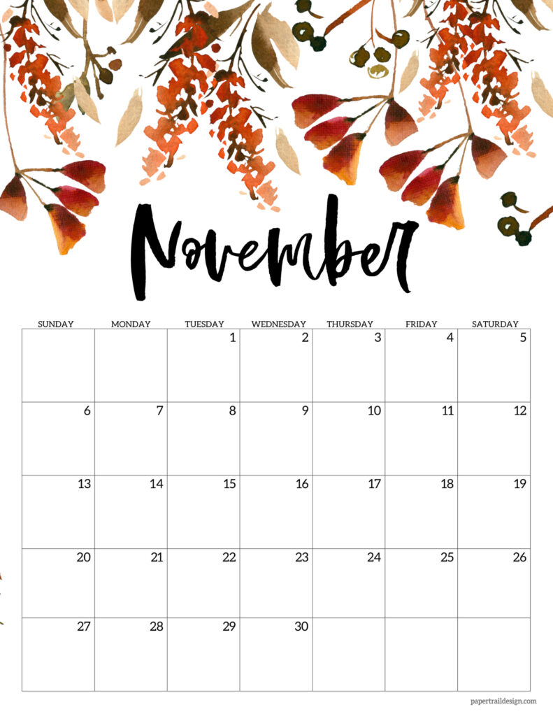 Free November Calendar To Print Jacqui Lilllie