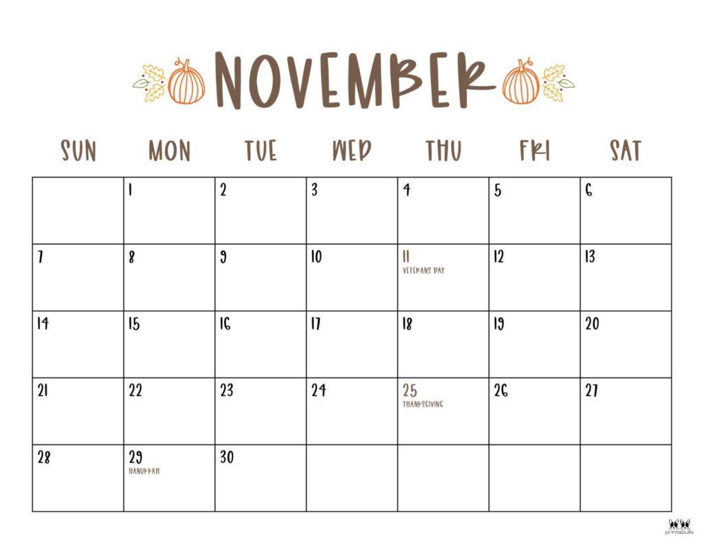 Free November Printable Calendar Printable Calendars AT A GLANCE