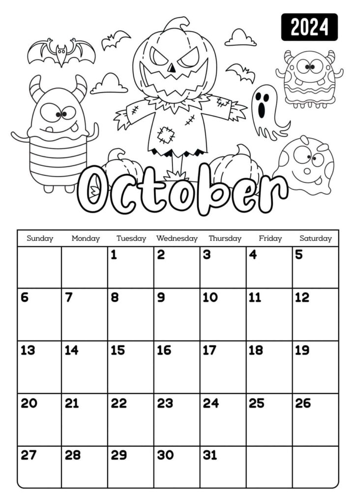 Free Printable 2024 Coloring Calendar Pages A Crazy Family