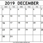 Free Printable Calendar December