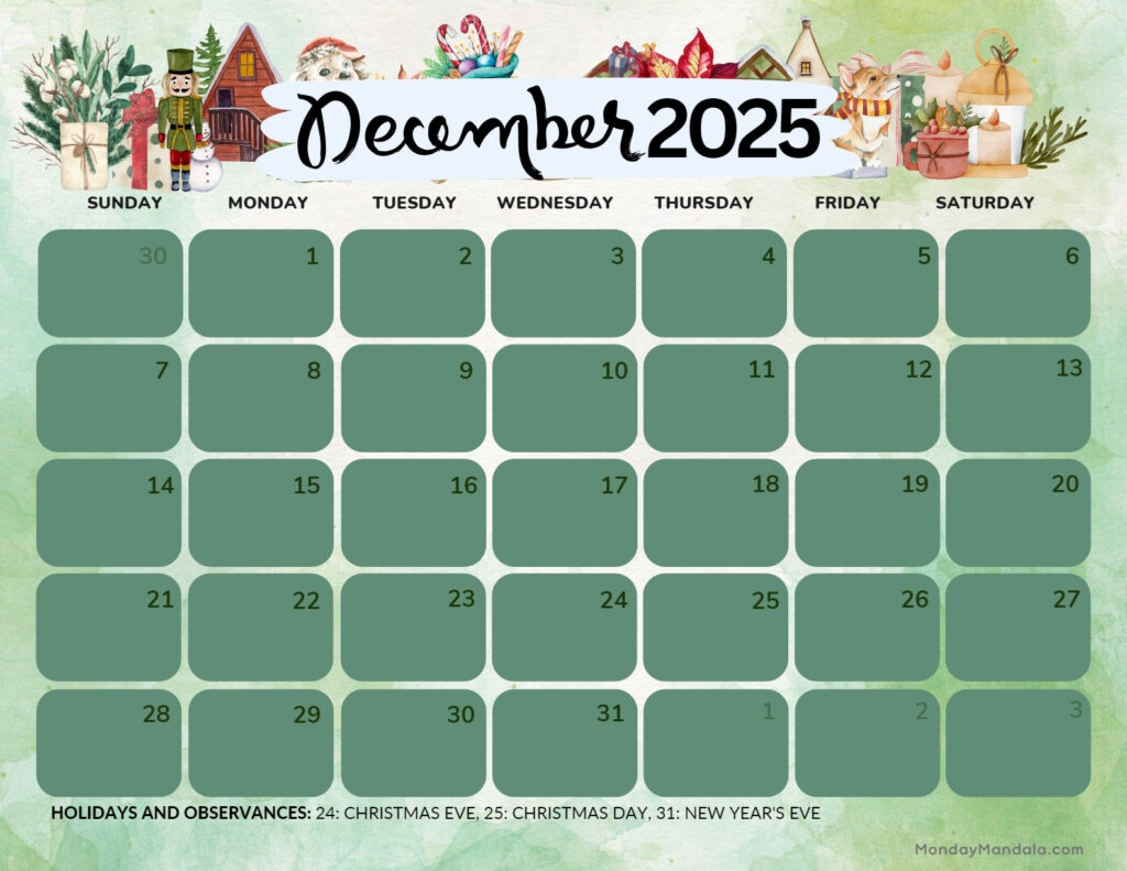 Free Printable Calendar December 2025 Pdf Aubrey Jade