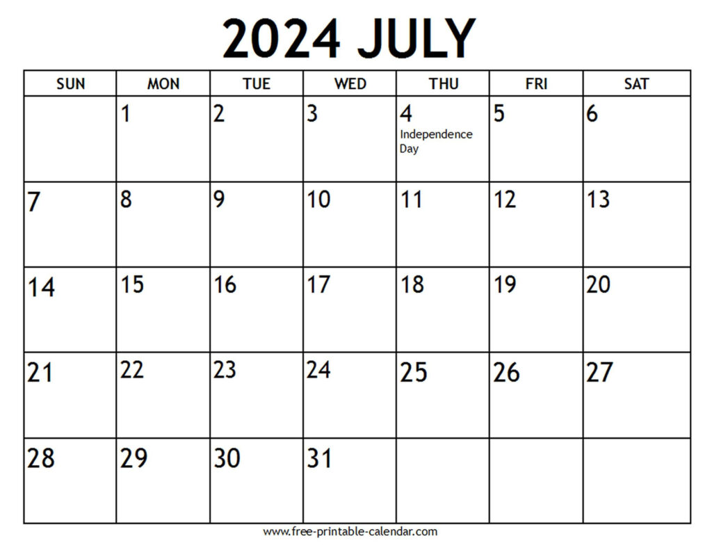 Free Printable Calendar Template 2024 July Ora Zulema